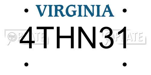 4THN31 Virginia License Plate