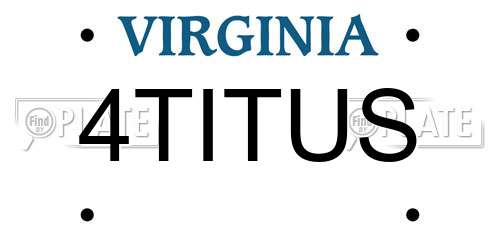 4TITUS Virginia License Plate