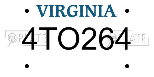 4TO264 Virginia License Plate