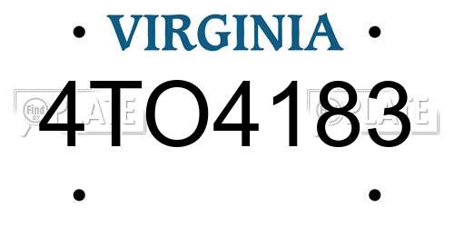 4TO4183 Virginia License Plate