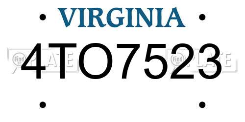 4TO7523 Virginia License Plate