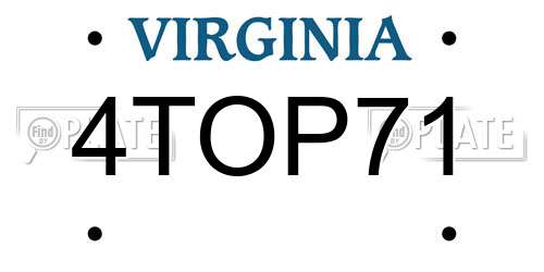 4TOP71 Virginia License Plate