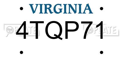 4TQP71 Virginia License Plate