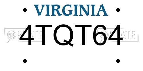 4TQT64 Virginia License Plate