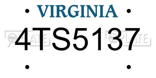 4TS5137 Virginia License Plate