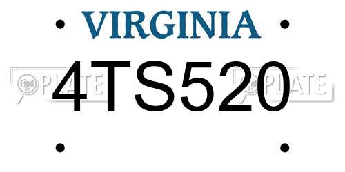 4TS520 Virginia License Plate