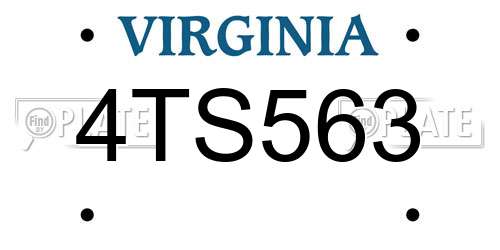 4TS563 Virginia License Plate
