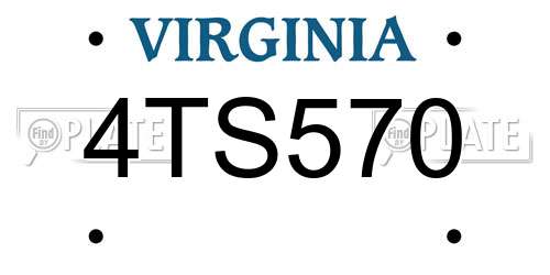 4TS570 Virginia License Plate