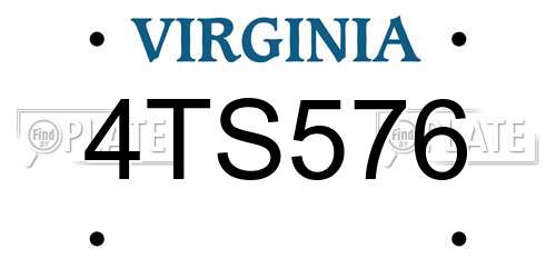 4TS576 Virginia License Plate