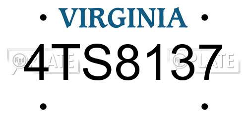 4TS8137 Virginia License Plate