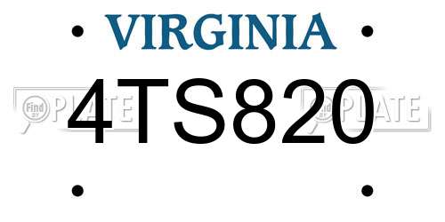 4TS820 Virginia License Plate