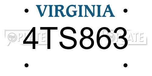 4TS863 Virginia License Plate
