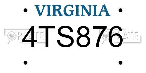 4TS876 Virginia License Plate