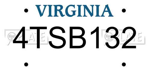 4TSB132 Virginia License Plate