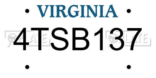 4TSB137 Virginia License Plate