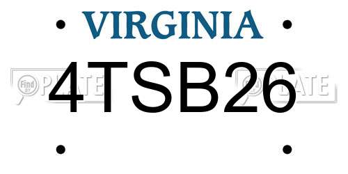4TSB26 Virginia License Plate