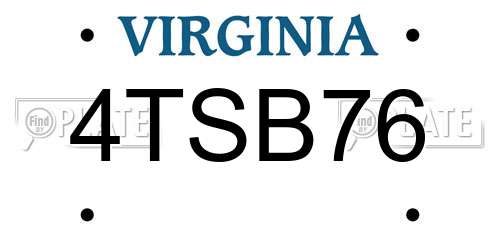 4TSB76 Virginia License Plate