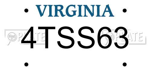4TSS63 Virginia License Plate
