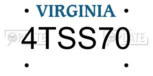 4TSS70 Virginia License Plate