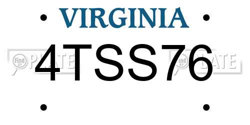 4TSS76 Virginia License Plate