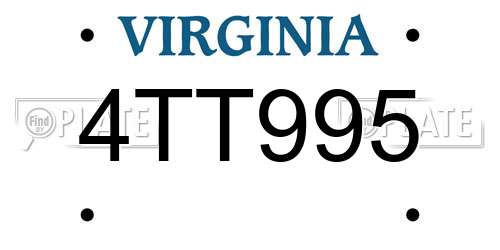 4TT995 Virginia License Plate