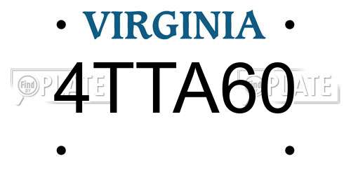 4TTA60 Virginia License Plate