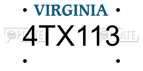 4TX113 Virginia License Plate