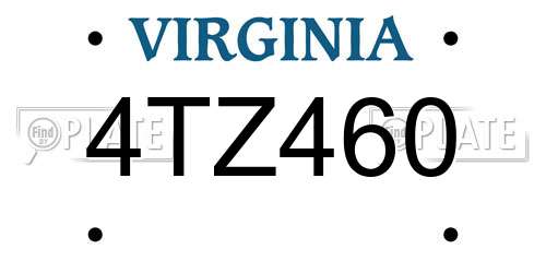 4TZ460 Virginia License Plate