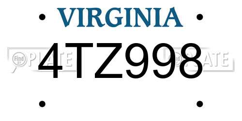 4TZ998 Virginia License Plate
