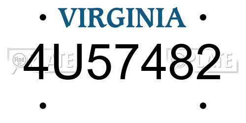 4U57482 Virginia License Plate