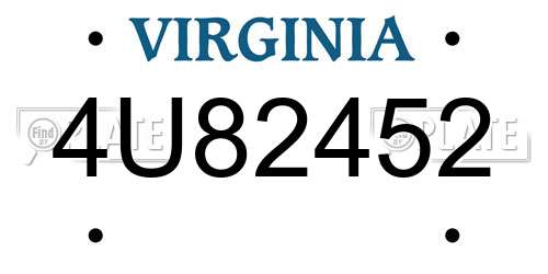 4U82452 Virginia License Plate
