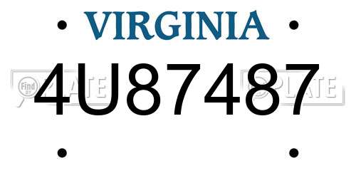 4U87487 Virginia License Plate