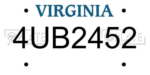 4UB2452 Virginia License Plate