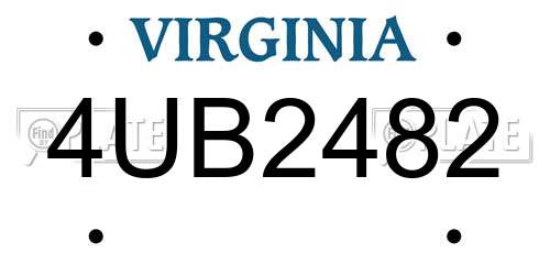 4UB2482 Virginia License Plate