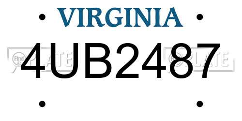4UB2487 Virginia License Plate