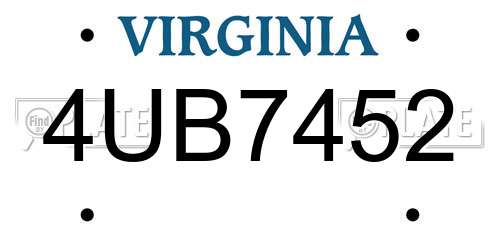 4UB7452 Virginia License Plate