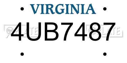 4UB7487 Virginia License Plate