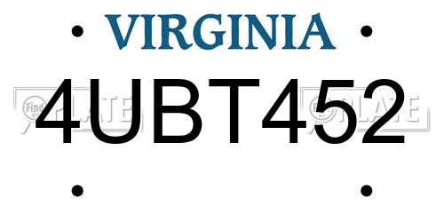 4UBT452 Virginia License Plate