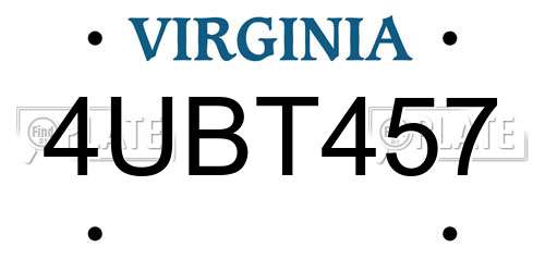 4UBT457 Virginia License Plate