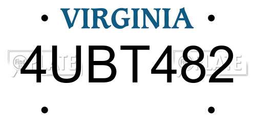 4UBT482 Virginia License Plate