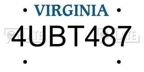 4UBT487 Virginia License Plate