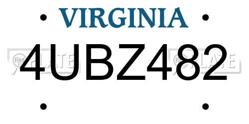 4UBZ482 Virginia License Plate
