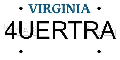 4UERTRA Virginia License Plate