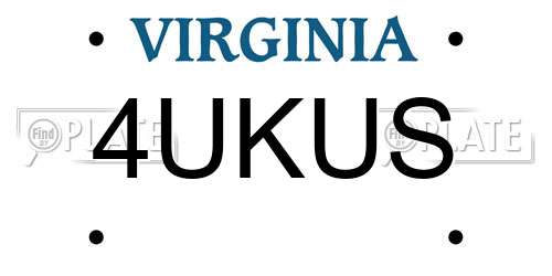4UKUS Virginia License Plate