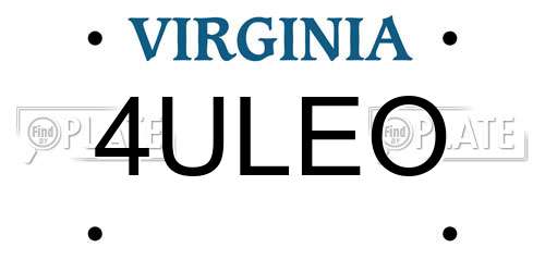 4ULEO Virginia License Plate