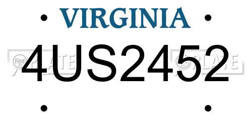 4US2452 Virginia License Plate