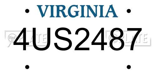 4US2487 Virginia License Plate