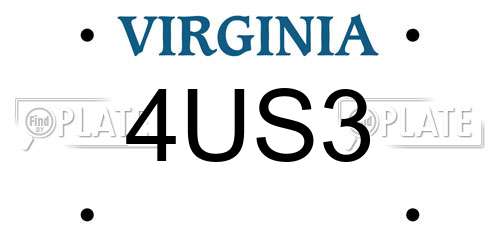 4US3 Virginia License Plate