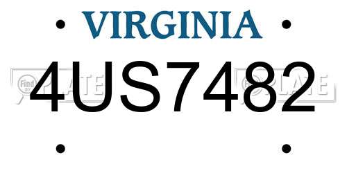4US7482 Virginia License Plate