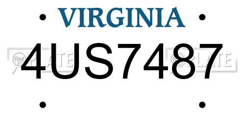 4US7487 Virginia License Plate